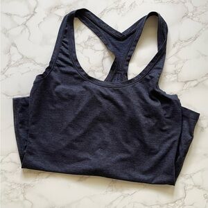 Navy Blue Racerback Athletic Tank with vent holes on back. Heathered Material